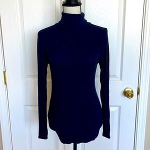 Navy Blue Stretchy Turtle Neck Sweater. Size Medium.